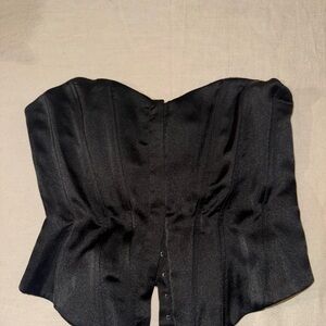 Zara Elegant Black Satin Corset Top